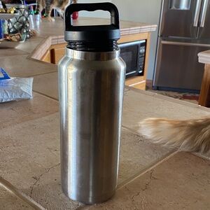Stainless Steel Water Bottle with Black Lid